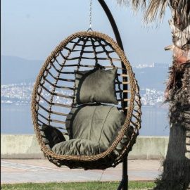 Barres Bella Tek Kişilik Rattan Örme Bahçe Balkon Salıncağı