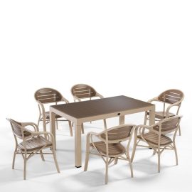 Novussi Bamboo 6'lı Set (Cappucino - Çöl Kahve)