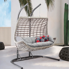 Capri Swing Cunda Çiftli Rattan Bahçe Balkon Salıncağı
