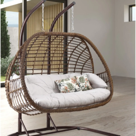 CAPRİ SWİNG OYLAT İKİLİ RATTAN BAHÇE BALKON SALINCAĞI