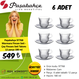 Paşabahçe 97768 Marmara Fincan Seti - Çay Fincanı Seti Takımı 12 parça 180 ml